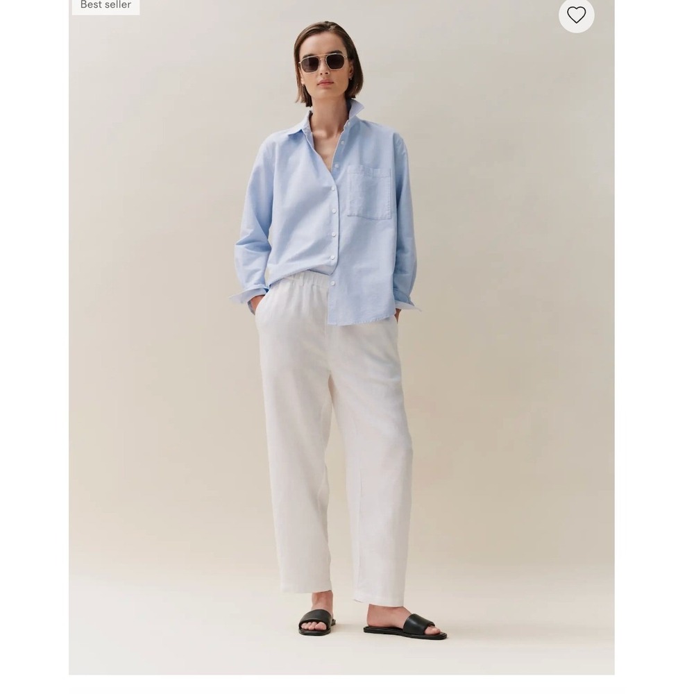 NWT Quince European Linen Pants Womens Large White European Linen
